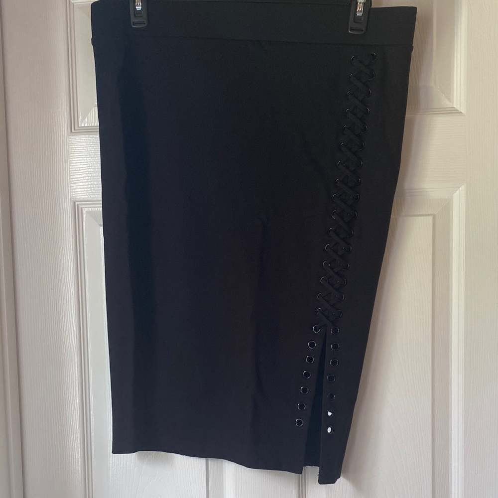 Torrid Black Lace-Up Pencil Skirt
